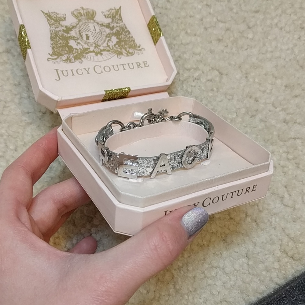 Juicy Couture Silver Glitter PEACE Bracelet
